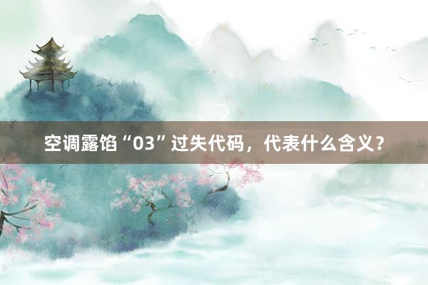 空调露馅“03”过失代码，代表什么含义？